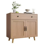 Freestanding Wooden Bookcase with Storage Cabinet, Doors & Drawers  72.4 Display Bookshelf for Living Room, Bedroom, Home Office, Kitchen