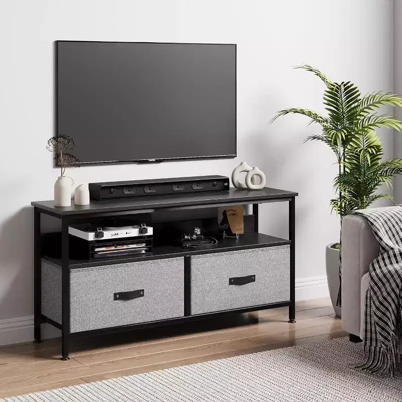 Meuble TV Moderne de 127 cm, Tiroirs Spacieux et Étagères Ouvertes, Design Élégant et Compact pour Salon/Chambre, Idéal pour les Petits Espaces