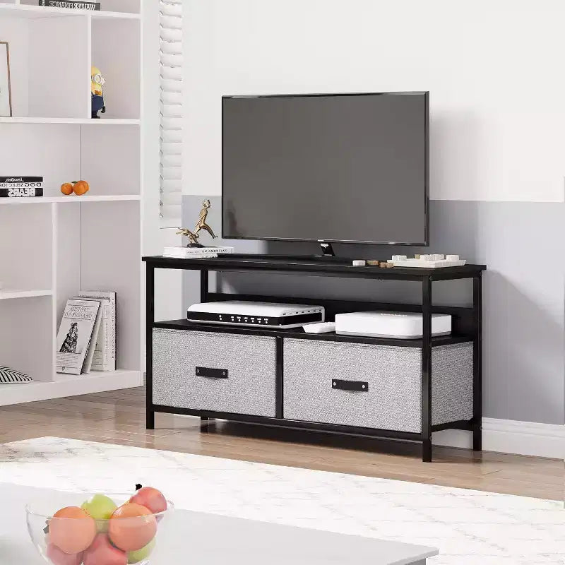 Meuble TV Moderne de 127 cm, Tiroirs Spacieux et Étagères Ouvertes, Design Élégant et Compact pour Salon/Chambre, Idéal pour les Petits Espaces