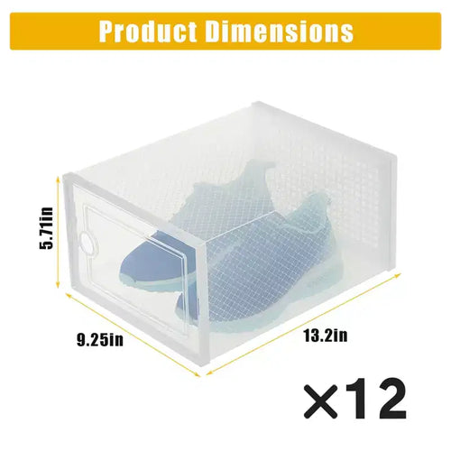 12 boîtes à chaussures pliables transparentes en plastique, organisateurs de rangement de chaussures empilables avec couvercles pour placard