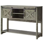 Console rustique de ferme 46 avec porte coulissante de grange, table de canapé d'entrée avec tiroirs et étagère réglable