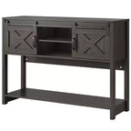 Console rustique de ferme 46 avec porte coulissante de grange, table de canapé d'entrée avec tiroirs et étagère réglable