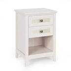 Tables de chevet en rotin blanc grisâtre, lot de 2, tables de chevet bohème de 68,5 cm de haut avec tiroir, tables d'appoint de chambre à coucher, rangement pour petits espaces