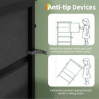 Meuble TV et commode à 9 tiroirs 63, Support TV pour téléviseurs de 55 à 70 pouces, Grand meuble de rangement avec cadre en métal et tiroirs en tissu