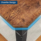 Table de salle à manger pour 6 à 8 personnes, table de cuisine rectangulaire moderne avec pieds en métal robustes, table en bois de style ferme pour bureau à domicile