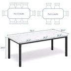 Table de salle à manger pour 6 à 8 personnes, table de cuisine rectangulaire moderne avec pieds en métal robustes, table en bois de style ferme pour bureau à domicile