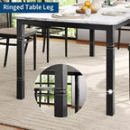 Table de salle à manger pour 6 à 8 personnes, table de cuisine rectangulaire moderne avec pieds en métal robustes, table en bois de style ferme pour bureau à domicile