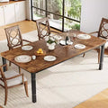 Table de salle à manger pour 6 à 8 personnes, table de cuisine rectangulaire moderne avec pieds en métal robustes, table en bois de style ferme pour bureau à domicile