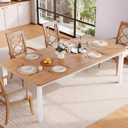 79 Dining Table for 6-8, Modern Rectangular Kitchen Table with Sturdy Metal Legs, Farmhouse Wood Table for Home Office