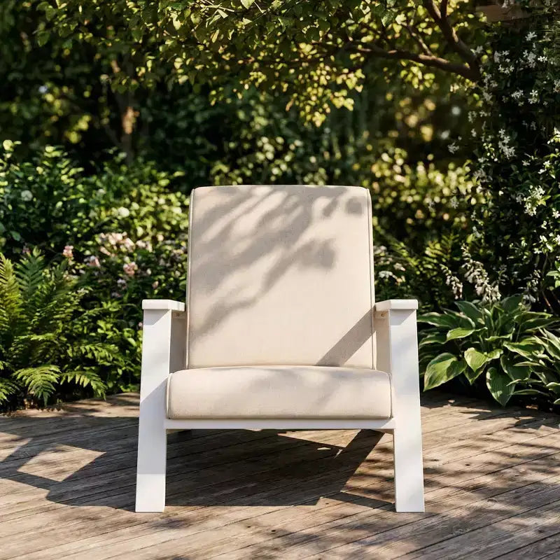 Chaise longue d'extérieur FurnitureR avec coussin, fauteuil de jardin moderne avec cadre solide, chaise d'appoint de terrasse confortable pour patio, jardin et balcon