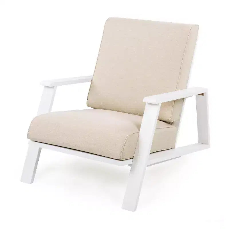 Chaise longue d'extérieur FurnitureR avec coussin, fauteuil de jardin moderne avec cadre solide, chaise d'appoint de terrasse confortable pour patio, jardin et balcon