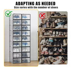 Lot de 18 grandes boîtes à chaussures pliables, organisateurs de rangement de chaussures en plastique empilables pour placard, conteneurs à baskets transparents avec couvercle à charnière