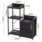 Meuble de classement à 2 tiroirs pour dossiers de format lettre/légal/A4, avec prise de courant, lumières LED et étagère ouverte pour la maison/le bureau, rangement pour imprimante et destructeur de documents