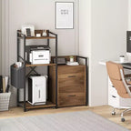 Meuble de classement à 2 tiroirs pour dossiers de format lettre/légal/A4, avec prise de courant, lumières LED et étagère ouverte pour la maison/le bureau, rangement pour imprimante et destructeur de documents