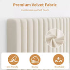 COZONY Cadre de lit plateforme en velours avec tête de lit réglable, sommier à lattes en bois, pas besoin de sommier tapissier, montage facile