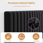 COZONY Cadre de lit plateforme en velours avec tête de lit réglable, sommier à lattes en bois, pas besoin de sommier tapissier, montage facile