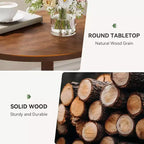Table d'appoint en bois massif Lantine pour salon, petite table de bout ronde avec rangement à 2 niveaux, meuble d'appoint pour petits espaces, chambre à coucher, appartement, marron