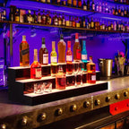 Étagère de présentation de bouteilles d'alcool à LED de 152 cm, 3 niveaux, acrylique, RVB multicolore, murale, avec télécommande et contrôle par application, pour rangement de bar à domicile/commercial