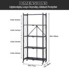 Étagères de rangement pliantes à 5 niveaux avec roues, unité de rayonnage roulante en métal robuste pour cuisine, garage et garde-manger, sans assemblage