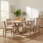 Christopher Knight Home Lyra, ensemble de salle à manger contemporain 7 pièces en hévéa tapissé, avec table à manger extensible