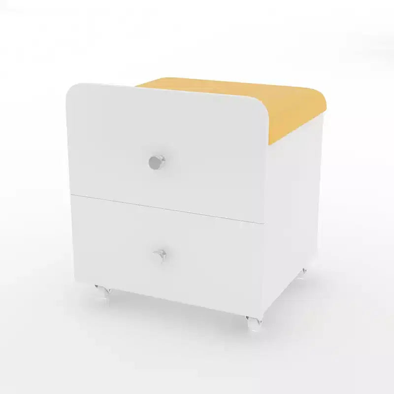 Tabouret de Coiffeuse Moderne avec Tiroir de Rangement, Pouf en Cuir PU de 44 cm avec Roulettes Verrouillables, Chaise de Maquillage Multifonctionnelle pour Chambre et Salon