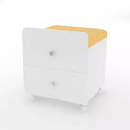 Tabouret de Coiffeuse Moderne avec Tiroir de Rangement, Pouf en Cuir PU de 44 cm avec Roulettes Verrouillables, Chaise de Maquillage Multifonctionnelle pour Chambre et Salon