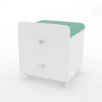Tabouret de Coiffeuse Moderne avec Tiroir de Rangement, Pouf en Cuir PU de 44 cm avec Roulettes Verrouillables, Chaise de Maquillage Multifonctionnelle pour Chambre et Salon