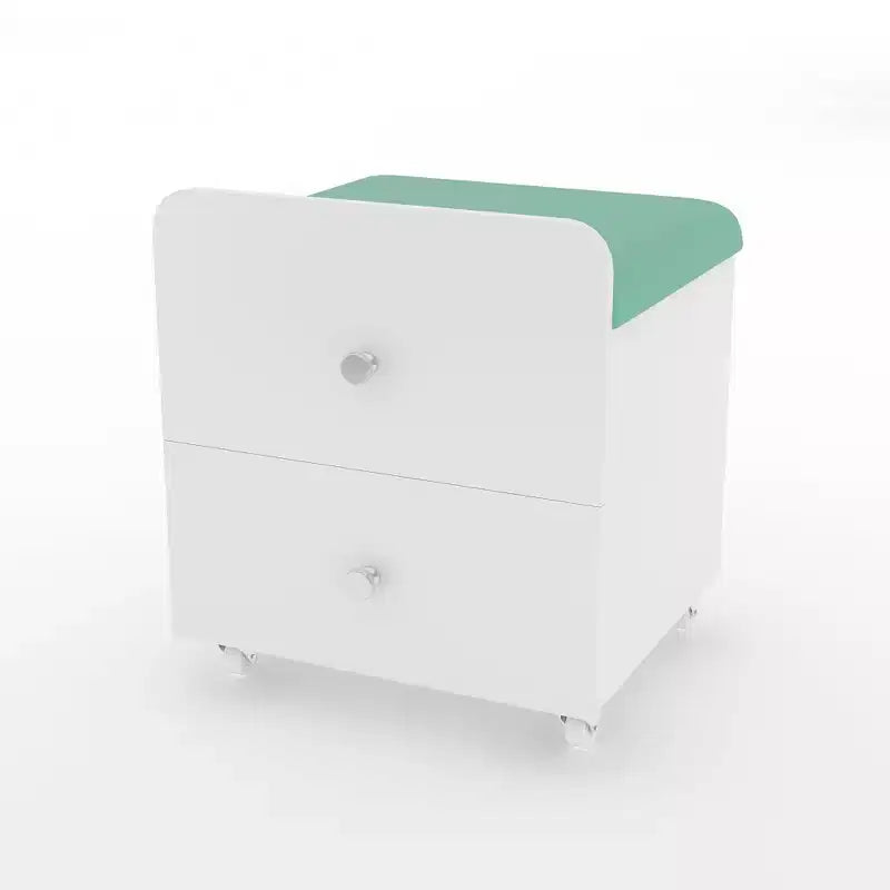 Tabouret de Coiffeuse Moderne avec Tiroir de Rangement, Pouf en Cuir PU de 44 cm avec Roulettes Verrouillables, Chaise de Maquillage Multifonctionnelle pour Chambre et Salon