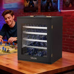 Étui de rangement pour figurines VEVOR, Convient aux maquettes à l'échelle 1:2500-1:3500, Présentoir en bois pour figurines avec 5 plateaux et 13 emplacements (figurines non incluses), Noir