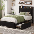 Upholstered Platform Bed Frame with Storage Headboard, No Box Spring Needed, Noise Free