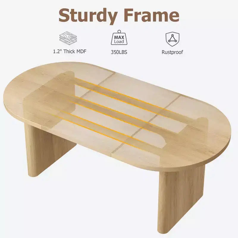 Table à manger ovale de 160 cm pour 4-6 personnes, table de salle à manger de style ferme avec double piètement, table de cuisine en bois pour salle à manger et salon, couleur bois