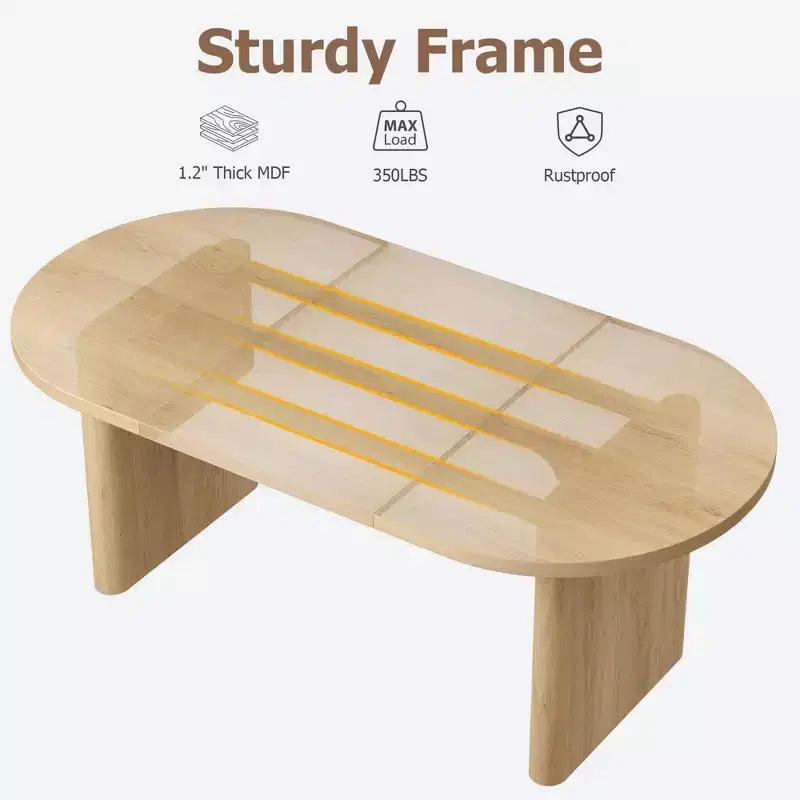 Table à manger ovale de 160 cm pour 4-6 personnes, table de salle à manger de style ferme avec double piètement, table de cuisine en bois pour salle à manger et salon, couleur bois