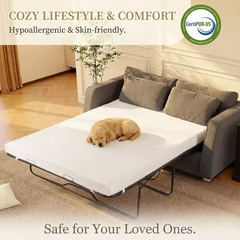 Surmatelas de canapé-lit pleine grandeur Dyonery 4 pouces, surmatelas de remplacement en mousse à mémoire de forme gel rafraîchissant avec housse lavable, certifié CertiPUR-US pour canapé-lit
