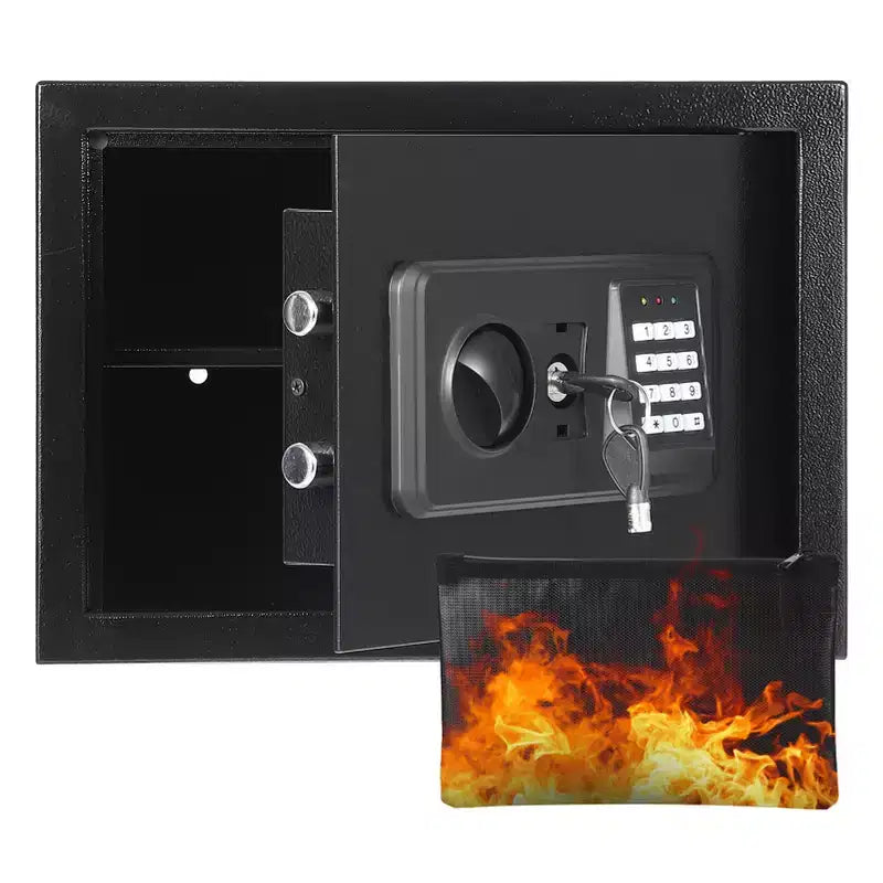 Lockable Safe Box, Cold Rolled Steel Anti-Theft Safe with Digital Keypad, Fireproof Waterproof Document Bag, Removable Shelf, for Home, Office, Hotel