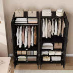 Armoire de chambre en bois de 72 po avec tringle à vêtements, Grande armoire de rangement avec étagères réglables pour chambre à coucher