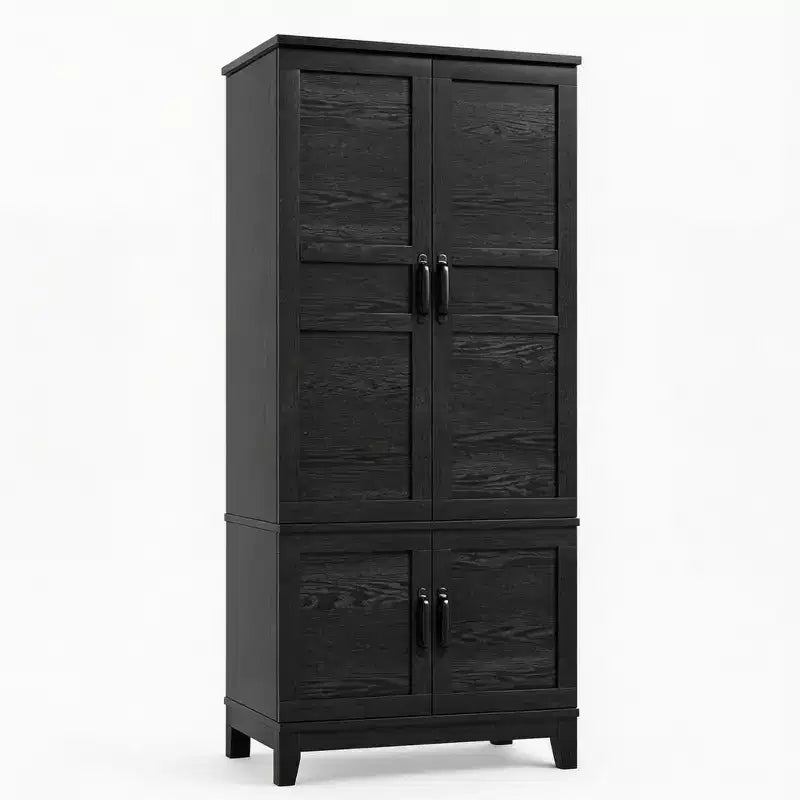 Armoire de chambre en bois de 72 po avec tringle à vêtements, Grande armoire de rangement avec étagères réglables pour chambre à coucher