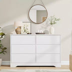 Commode à 6 tiroirs pour chambre à coucher, commode moderne, commode double en bois avec tiroirs profonds pour salon, couloir, entrée