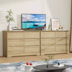 Commode à 6 tiroirs pour chambre à coucher, commode moderne, commode double en bois avec tiroirs profonds pour salon, couloir, entrée