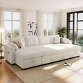 Whisen Modern Fabric Sectional Convertible Sofa 107 Sofa Bed with Ample Storage Space and USB ports