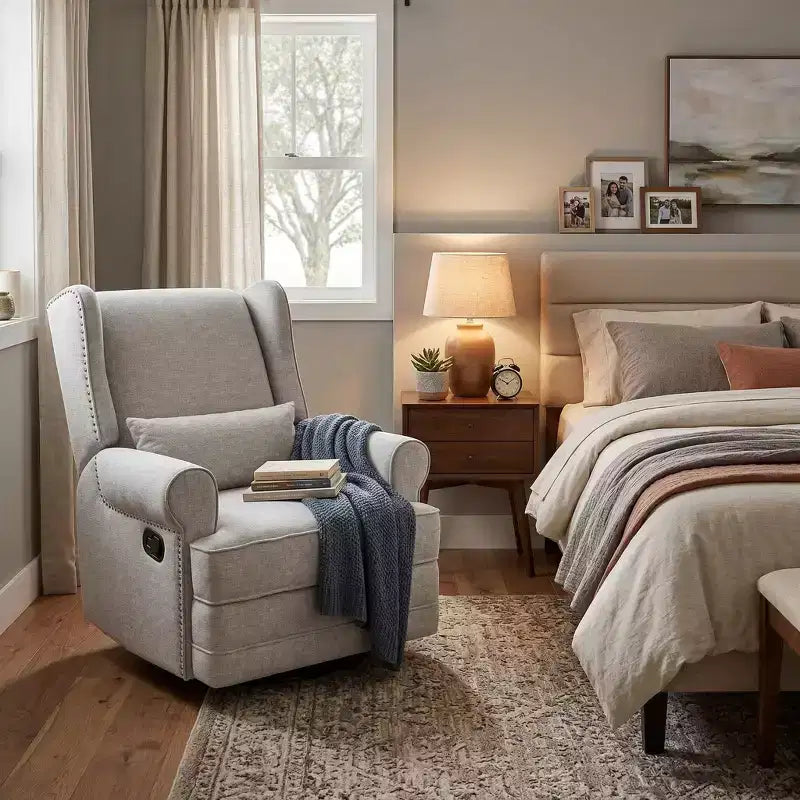 Fauteuil inclinable et pivotant FurnitureR avec dossier et repose-pieds réglables, canapé inclinable rembourré pour salon, chambre à coucher, chambre d'enfant