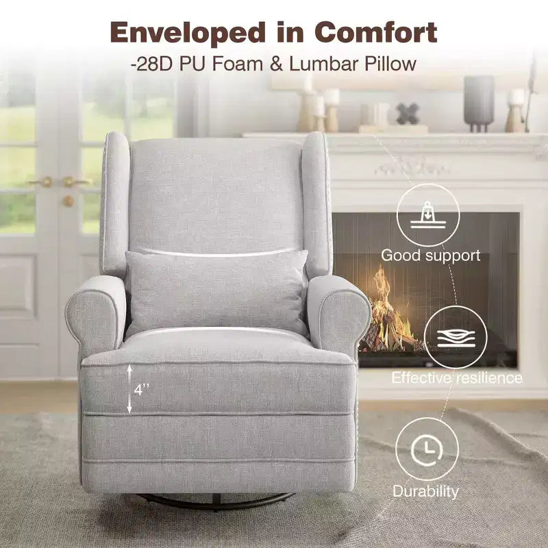 Fauteuil inclinable et pivotant FurnitureR avec dossier et repose-pieds réglables, canapé inclinable rembourré pour salon, chambre à coucher, chambre d'enfant