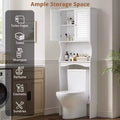 Space-Saving Over The Toilet Storage Cabinet  3-Tier Freestanding Bathroom Organizer with Adjustable Shelf, Double Doors, Hooks, Anti-Tip Safety