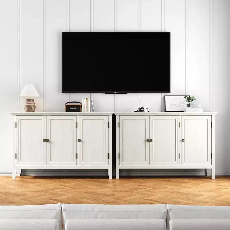 Meuble de rangement FurnitureR 47 avec 3 portes, buffet moderne pour salle à manger, cuisine, meuble d'appoint avec étagères réglables