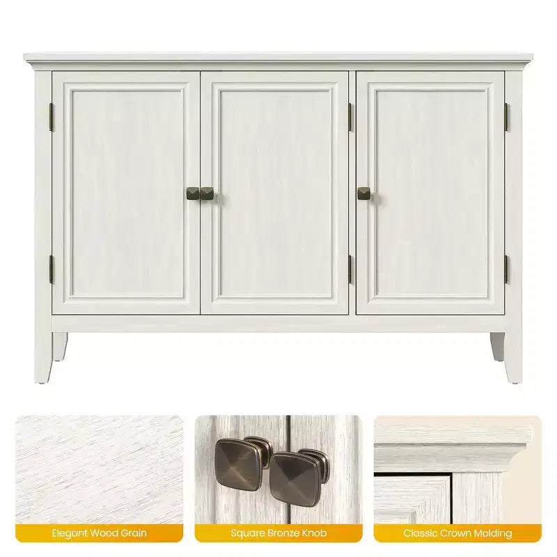 Meuble de rangement FurnitureR 47 avec 3 portes, buffet moderne pour salle à manger, cuisine, meuble d'appoint avec étagères réglables