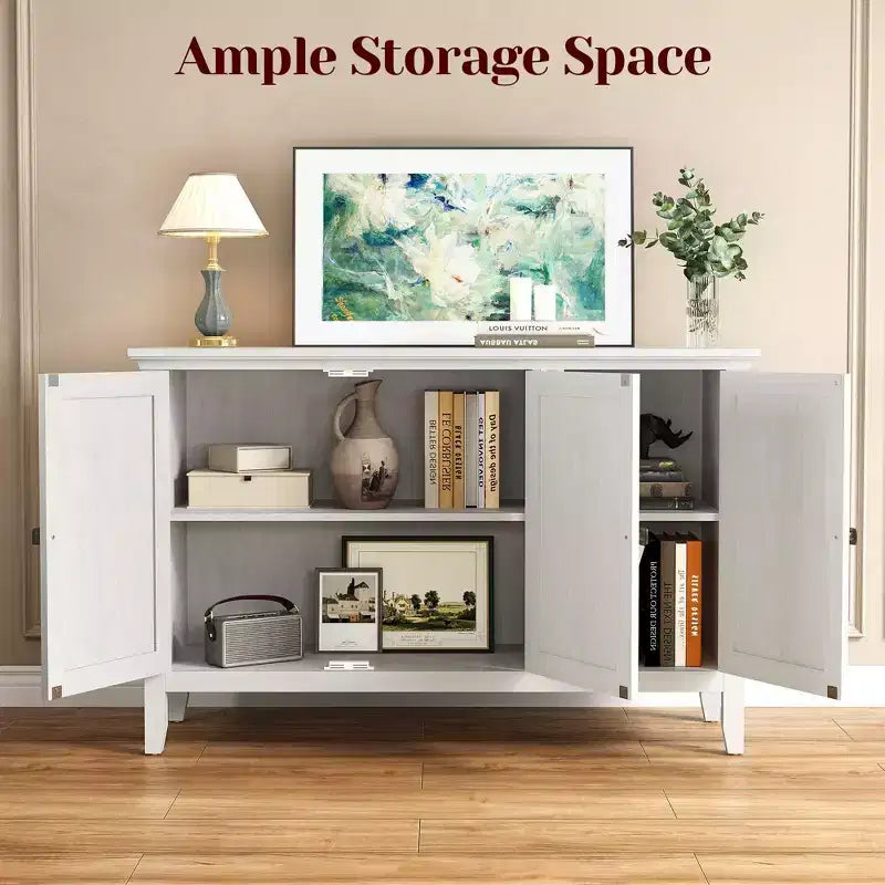 Meuble de rangement FurnitureR 47 avec 3 portes, buffet moderne pour salle à manger, cuisine, meuble d'appoint avec étagères réglables