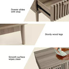 Table basse de ferme GustoWave avec rangement, table d'appoint cannelée rustique de 39,4 po avec tiroir et étagère ouverte pour salon