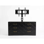 Meuble TV à 6 tiroirs pour salon, meuble TV noir, console TV moderne