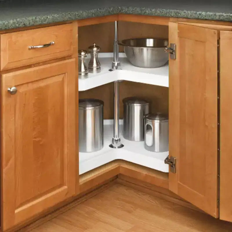 Organisateur de garde-manger à deux niveaux en forme de rein Rev-A-Shelf 18 pour armoires de cuisine d'angle, étagères de rangement en plastique, blanc, 6472-18-11-52
