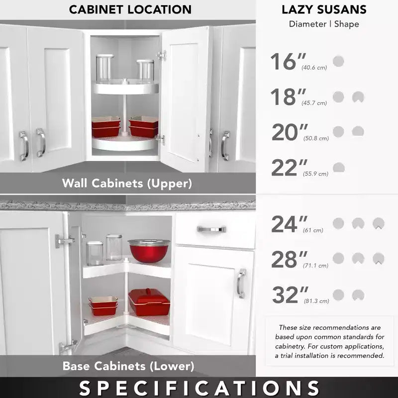 Organisateur de garde-manger à deux niveaux en forme de rein Rev-A-Shelf 18 pour armoires de cuisine d'angle, étagères de rangement en plastique, blanc, 6472-18-11-52