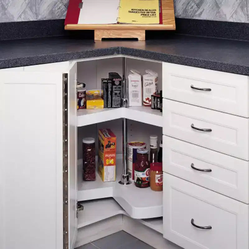 Organisateur de garde-manger à deux niveaux en forme de rein Rev-A-Shelf 18 pour armoires de cuisine d'angle, étagères de rangement en plastique, blanc, 6472-18-11-52